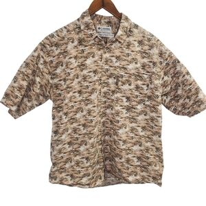 Columbia Men's Brown Fish Patterned Shirt Size Large